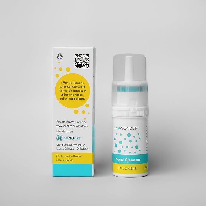 NOWONDER nasal cleanser bottle and packaging on a gray background